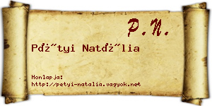 Pétyi Natália névjegykártya